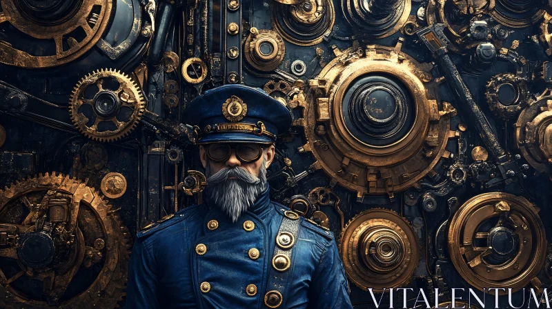 Vintage Steampunk Portrait with Intricate Machinery AI Image