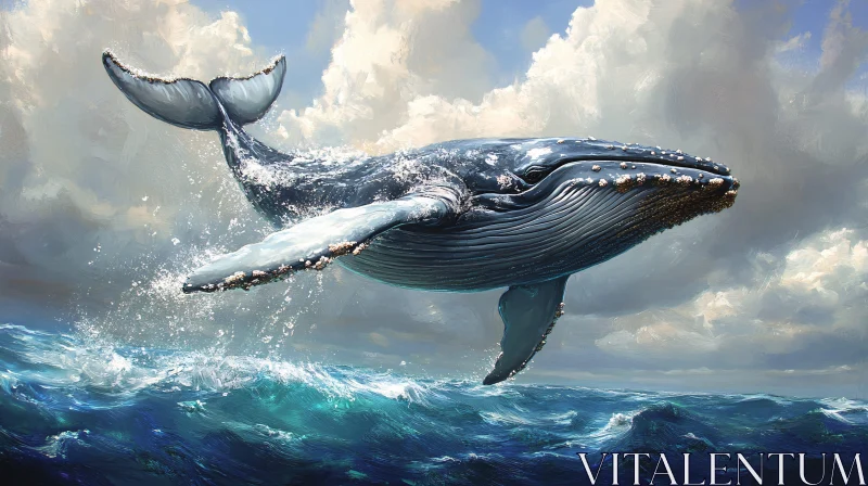 Whale Leaping Over Ocean Waves AI Image