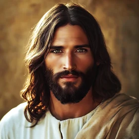 Serene Man with Long Hair and Beard