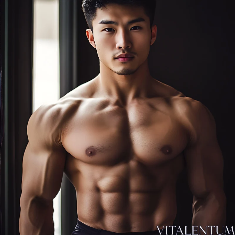 Muscular Young Man Posing Shirtless AI Image