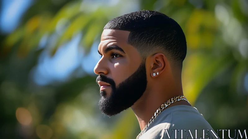 Profile View of Well-Groomed Man with Beard AI Image