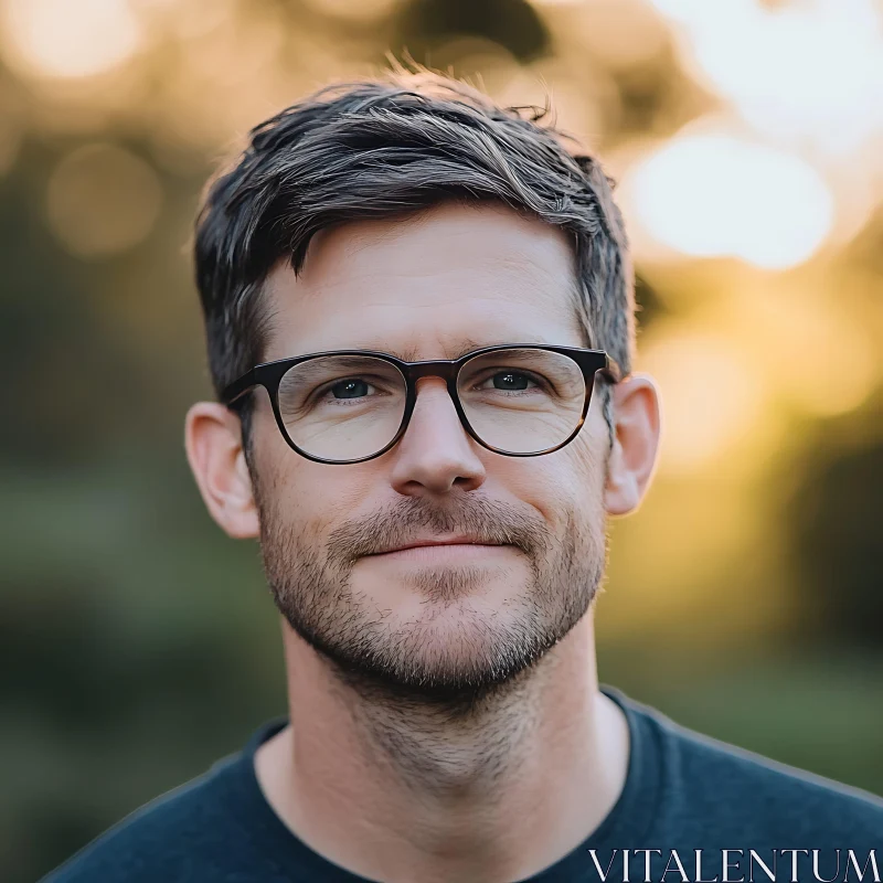 Man Portrait in Natural Light AI Image