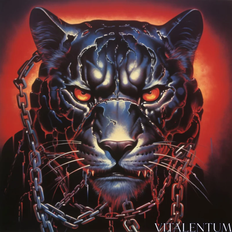 AI ART Mysterious Panther in Chains