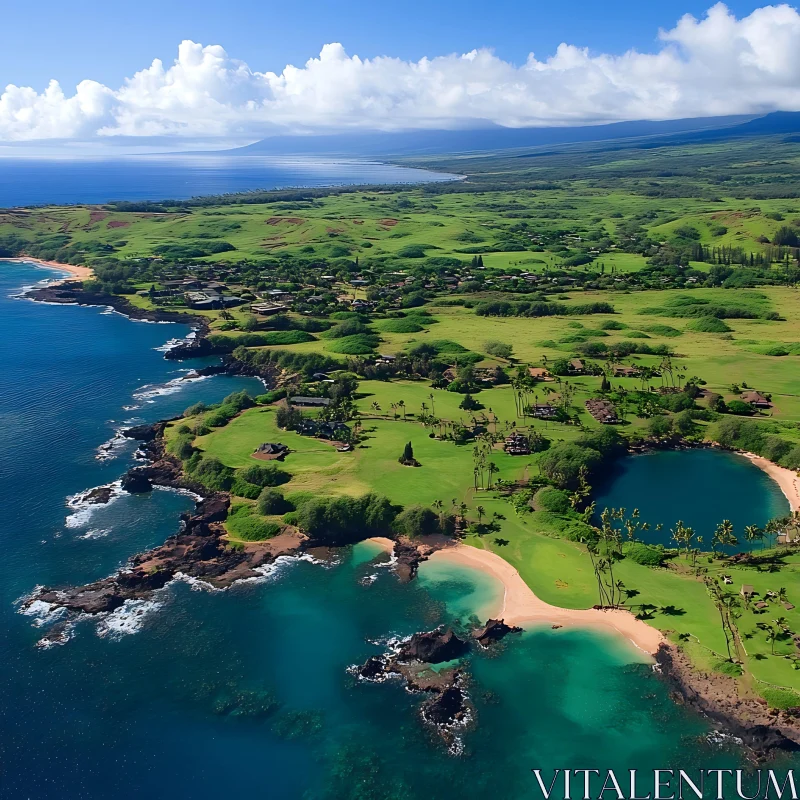 Scenic Island Landscape from Above AI Image