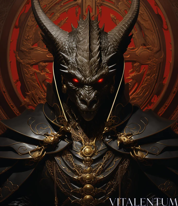 AI ART Regal Armored Demon with Intense Red Eyes