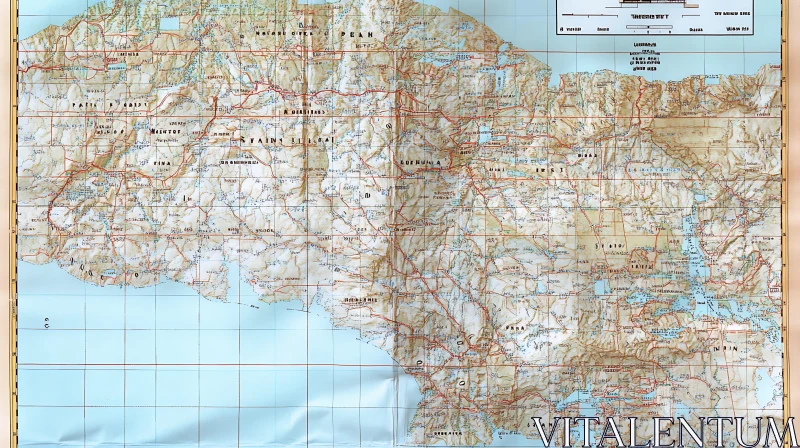 AI ART Topographic Map of Geographic Features and Landforms