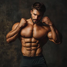 Muscular Male Model with Defined Abs and Arms