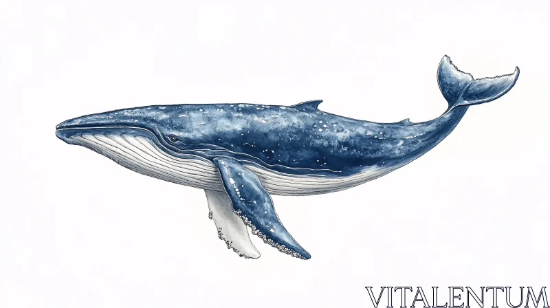 Elegant Blue Whale Illustration AI Image