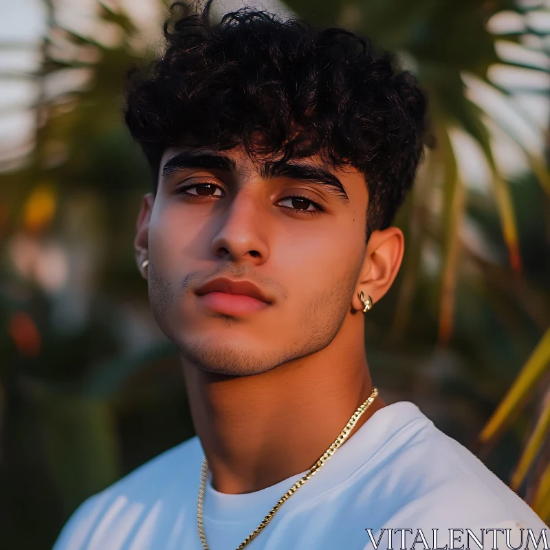 AI ART Young Man in White Shirt with Gold Jewelry