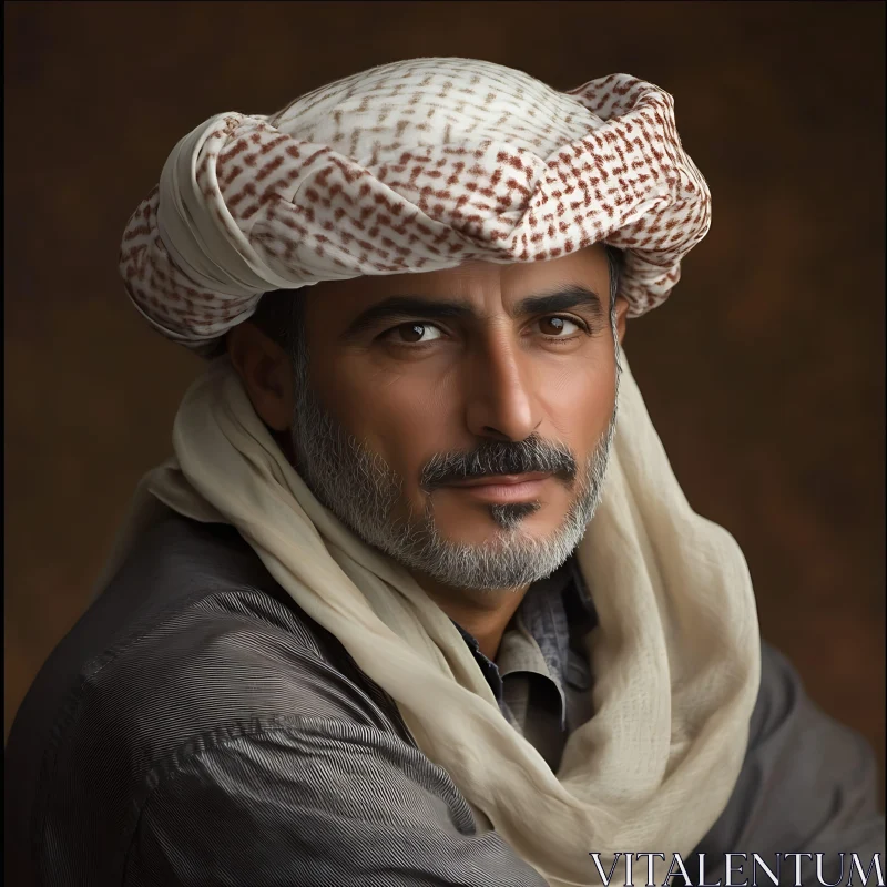 Man Wearing Traditional Headscarf AI Image