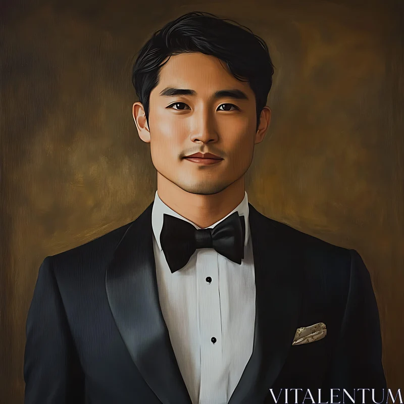 Sophisticated Male Portrait in Tuxedo AI Image