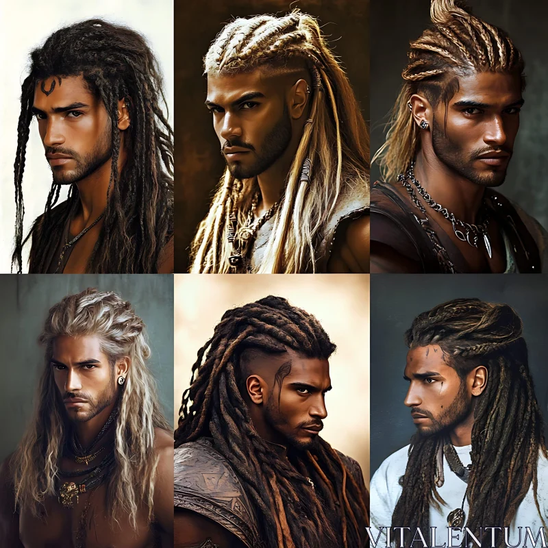 AI ART Dynamic Hairstyles Featuring Dreadlocks and Braids for Men