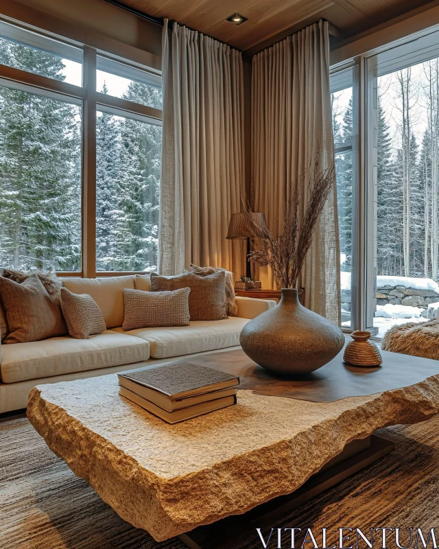 AI ART Rustic Modern Interior with Nature Scene