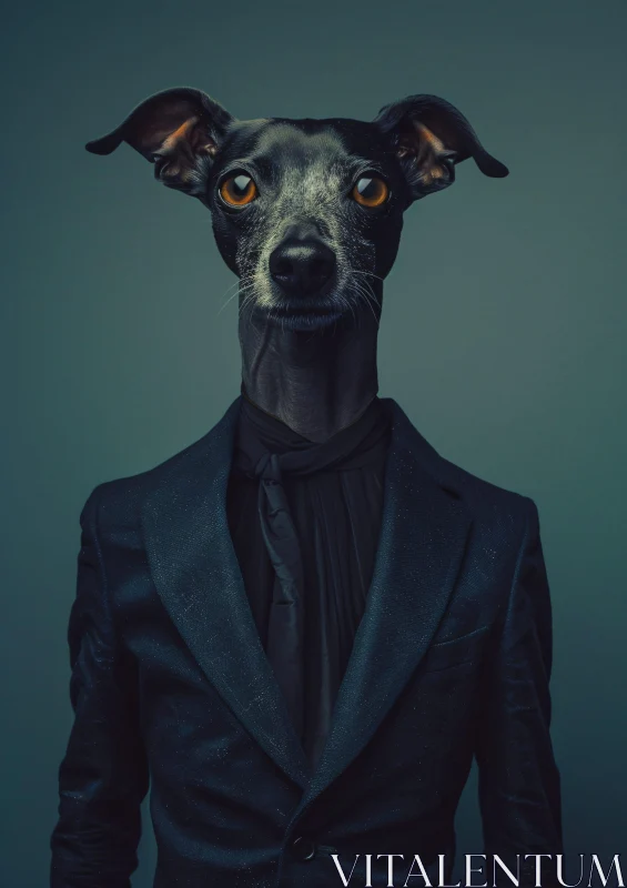 AI ART Elegantly Dressed Canine in a Surreal Portrait