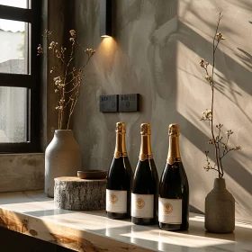 Luxurious Champagne Display in Modern Interior