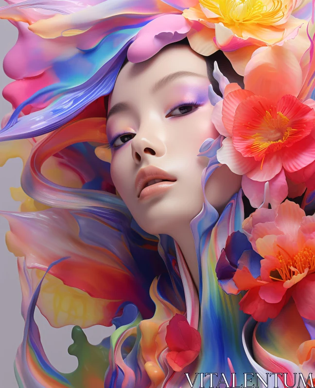 AI ART Floral Fusion Art Portrait