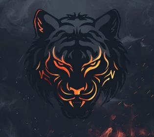 Burning Tiger Face in Artistic Design