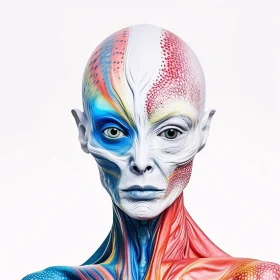 Colorful Alien Art: A Surreal Portrait