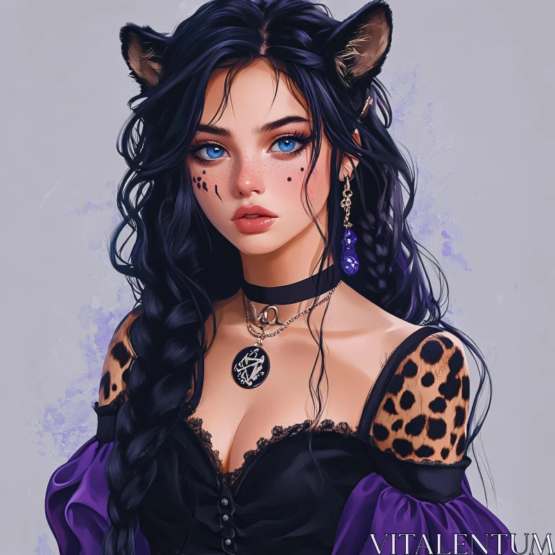 AI ART Feline Fantasy Anime Portrait