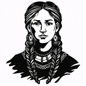 Monochrome Braided Woman Portrait