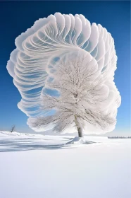 Ethereal Snow Tree Under a Clear Sky