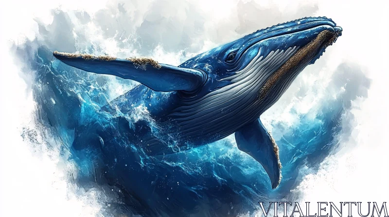 Whale in Ocean Waves AI Image