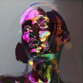 Surreal Neon Digital Face Art