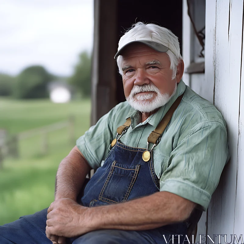 AI ART Portrait of a Wise Farmer in Rustic Overalls