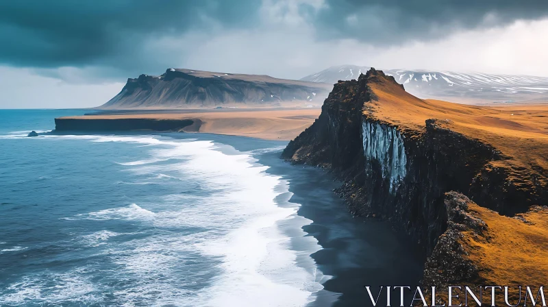 Stunning Coastal View with Golden Cliffs AI Image