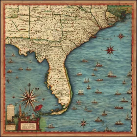 Vintage Cartography of Southeast US