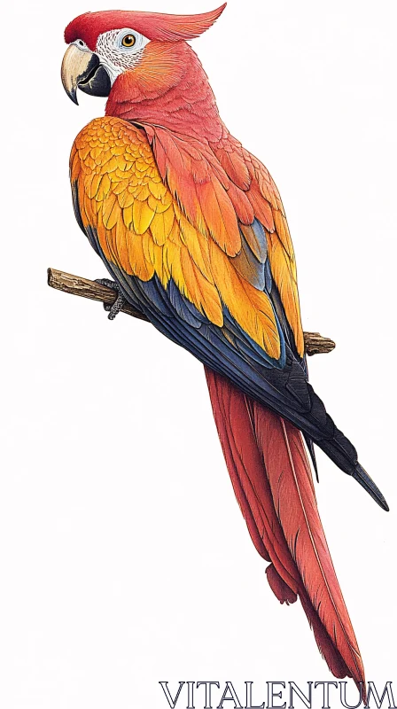 AI ART Colorful Parrot on Branch