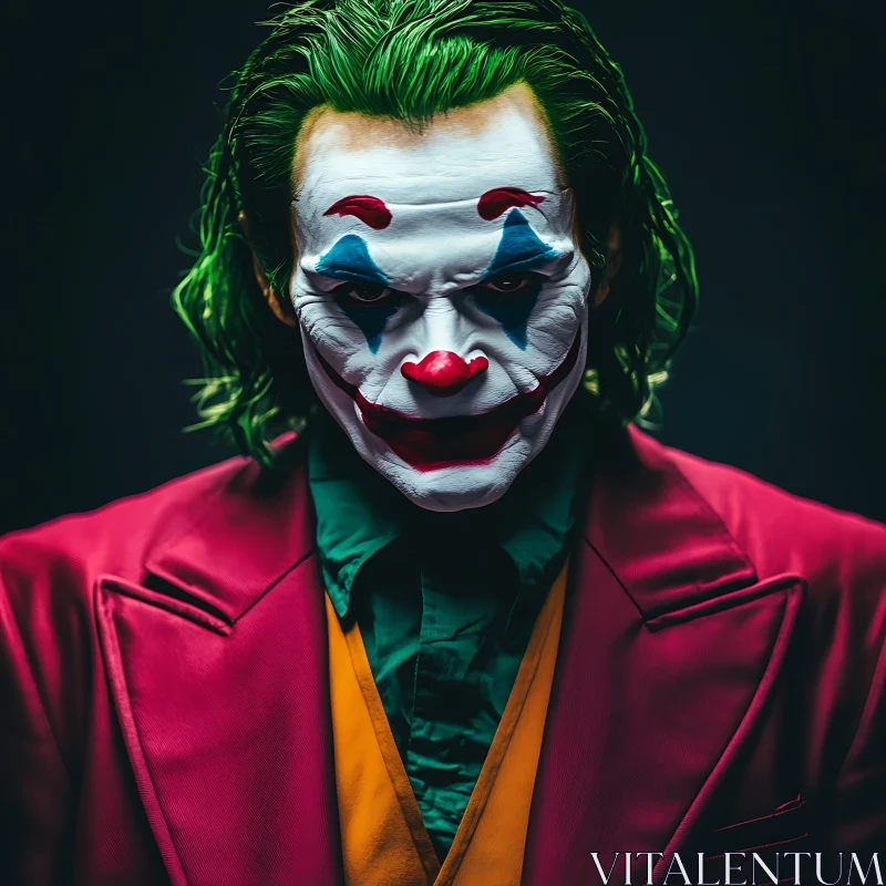 Dark and Vivid Clown Costume Portrait AI Image