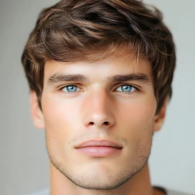 Young Man with Blue Eyes and Light Brown Hair