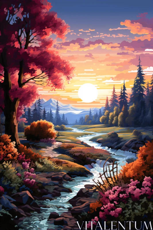 AI ART Tranquil Evening in Nature's Embrace