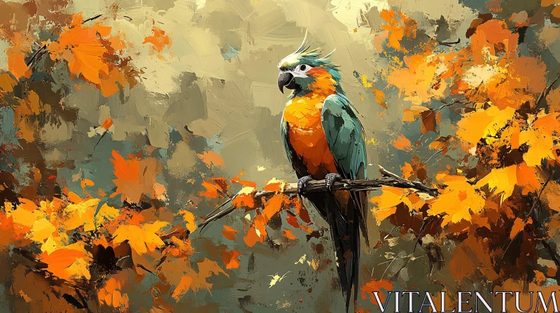 AI ART Artistic Parrot with Autumn Background