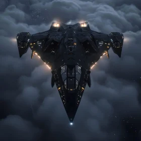 Sci-Fi Ship in Mysterious Skies