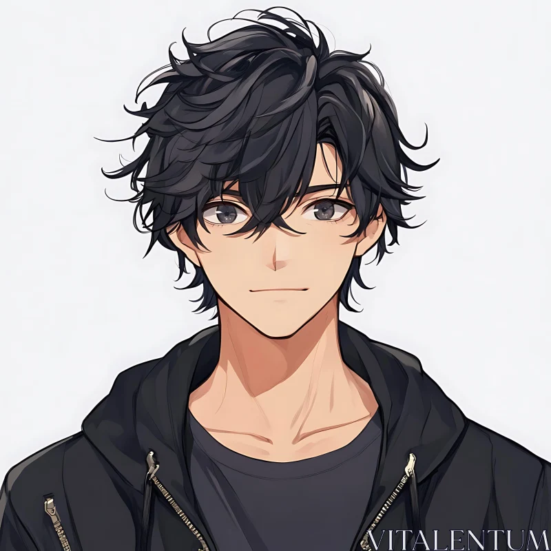 Anime Art: Youthful Male Character AI Image