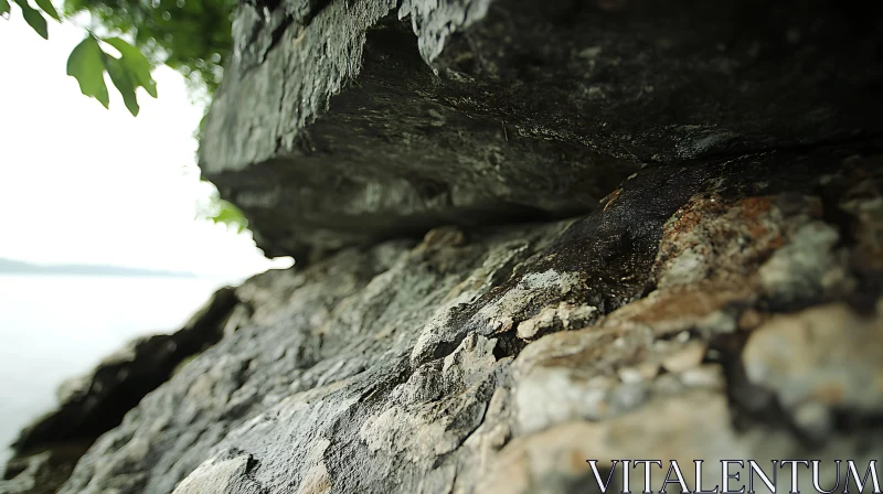 Natural Rocky Cliff with Overhanging Stones AI Image