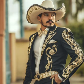 Stylish Man in Embroidered Suit