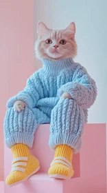 Stylish Cat in Cozy Knits