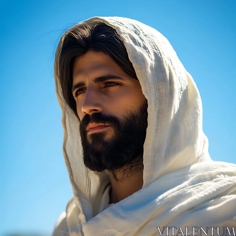 Hooded Man Close-Up Portrait AI Image