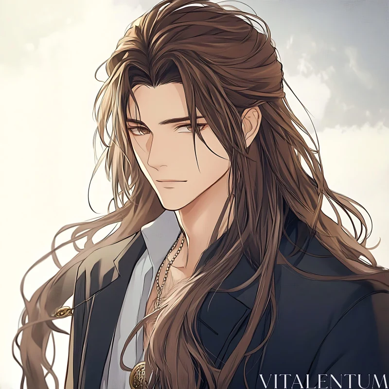 Anime Character with Flowing Hair AI Image