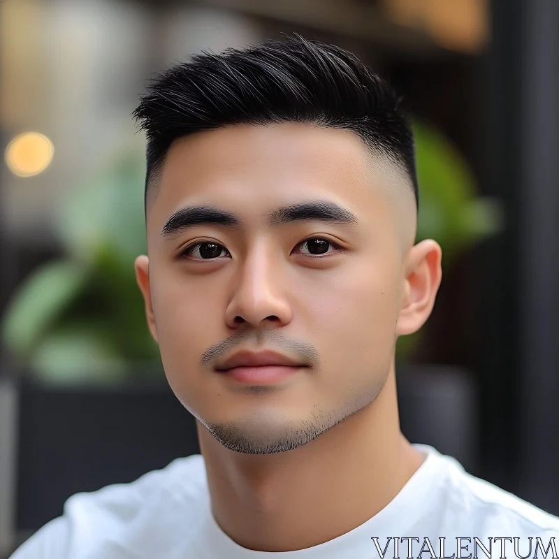 Young Man with Short Hair and Beard AI Image