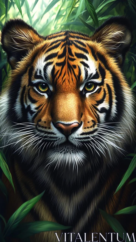 Tiger Portrait in the Jungle AI Image