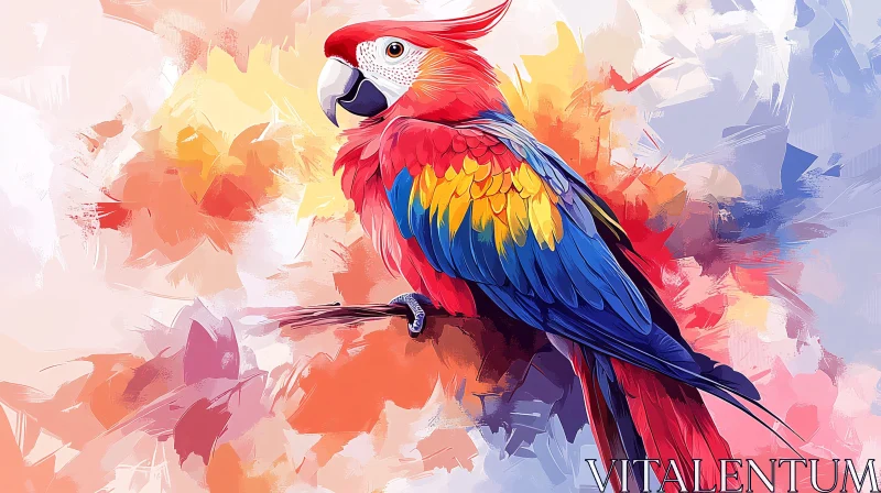 AI ART Colorful Parrot on Abstract Background