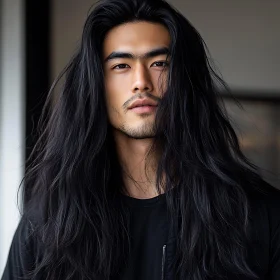 Man with Long Black Hair