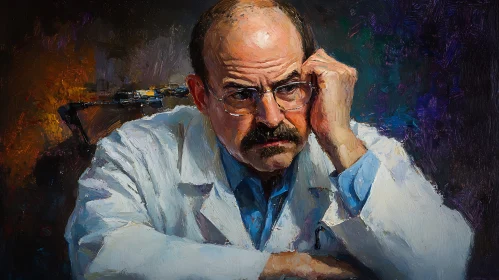 Contemplative Scientist Oil Portrait
