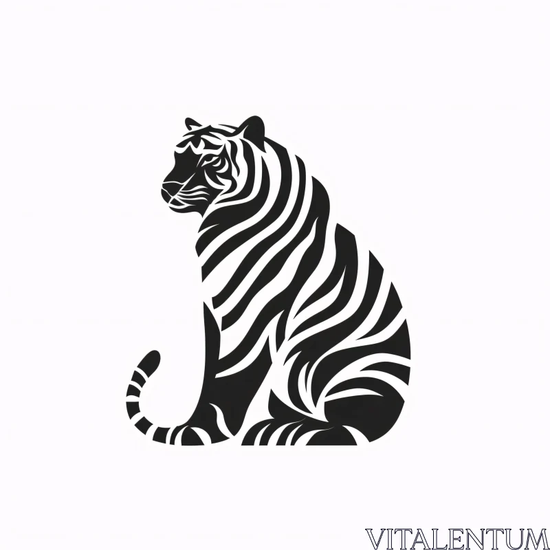 Bold Black and White Tiger Silhouette AI Image