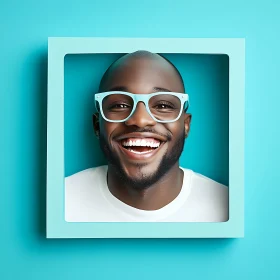 Smiling Man with Blue Glasses in Frame