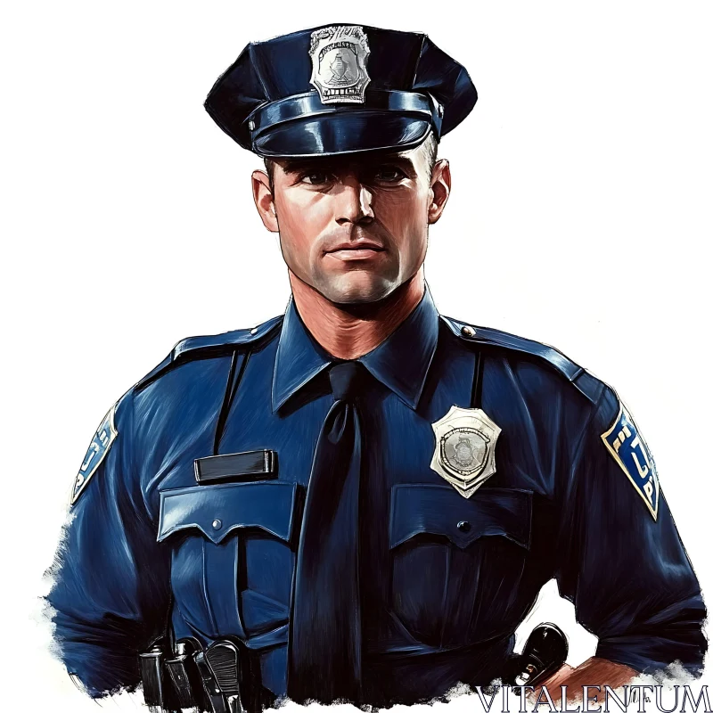 Realistic Police Officer Illustration